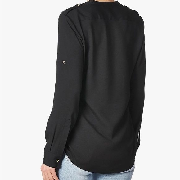 Calvin Klein Women's Modern Essential Zipper Button-Front Blouse - Picture 2 of 3